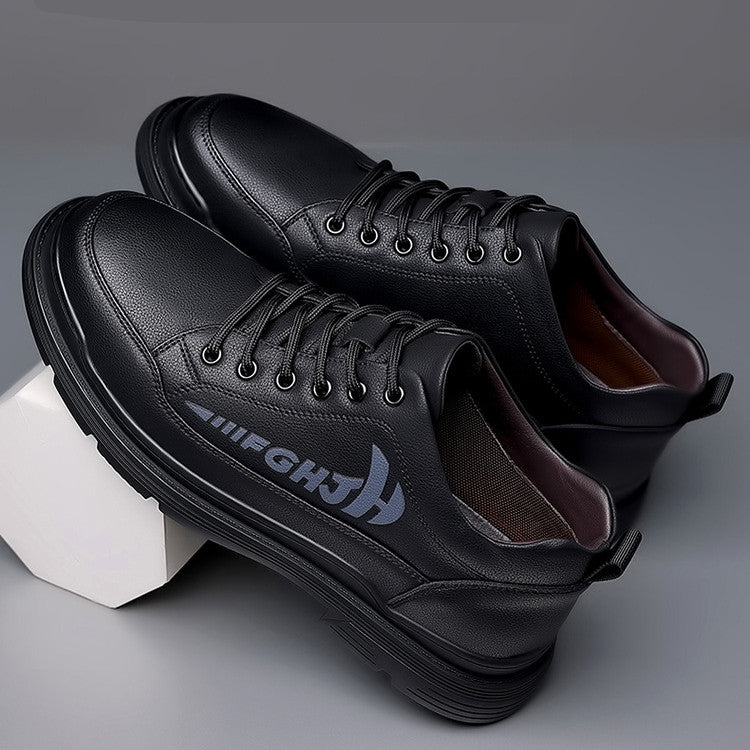Sarah Express Men's Breathable Leather Business Platform Shoes