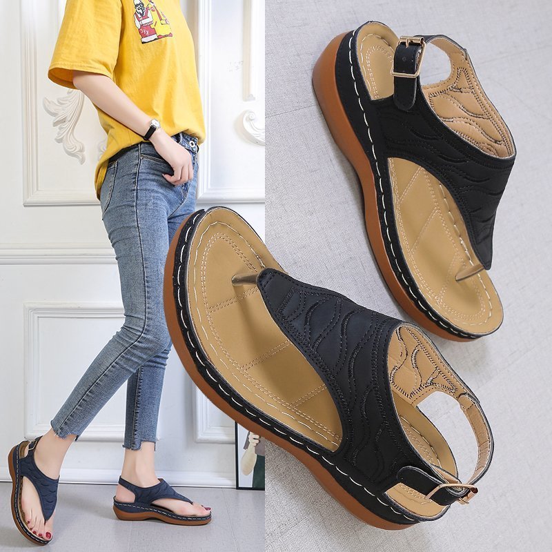 Sarah Express Casual Wedge Heel Buckle Strap Sandals