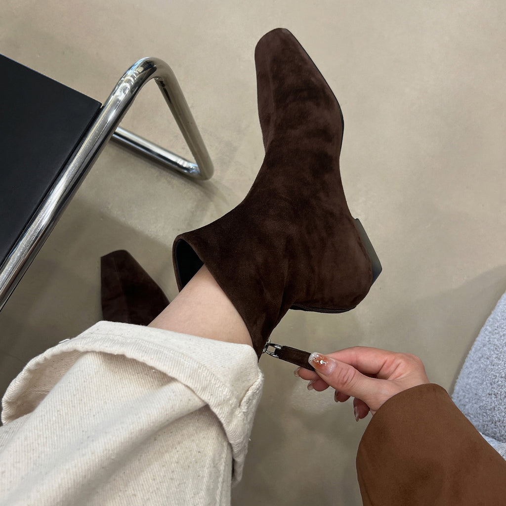 Sarah Express Women's Slim-Fit Square Toe Ankle Boots