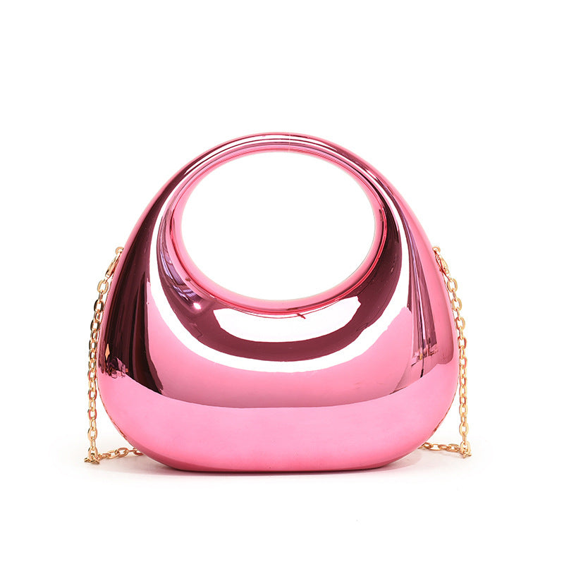 Sarah Express Acrylic Crescent Chain Shoulder Handbag Pink