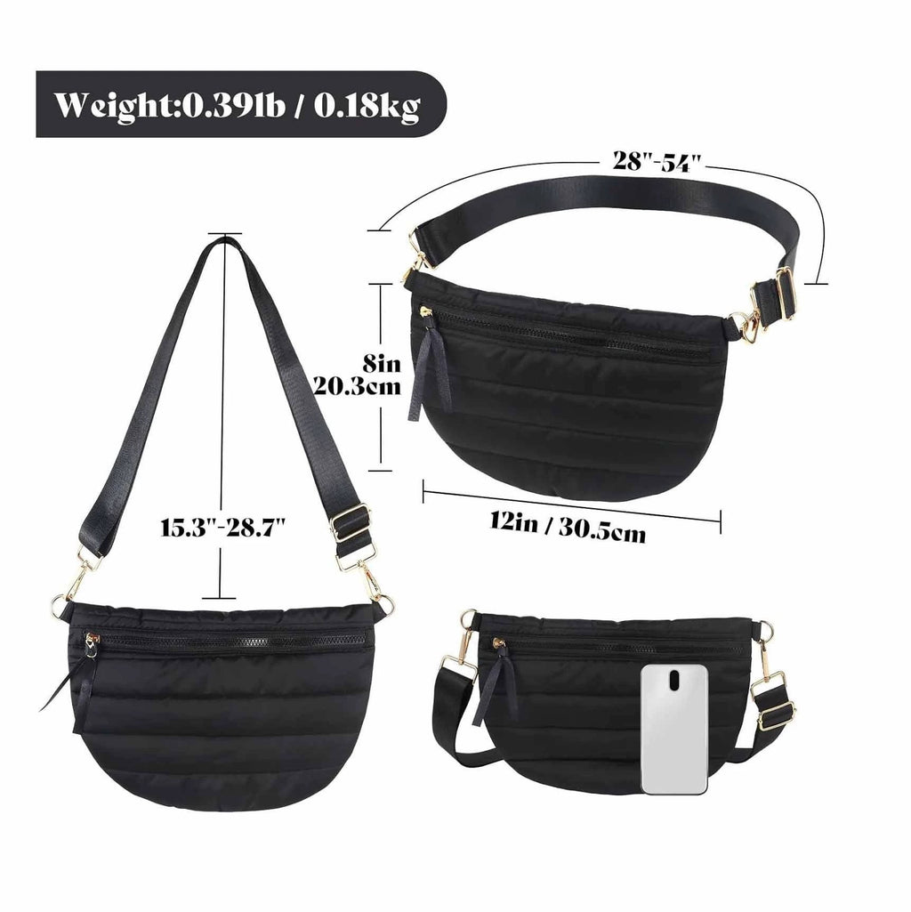 Sarah Express Quilted Dumpling Crossbody Bag Adjustable Strap