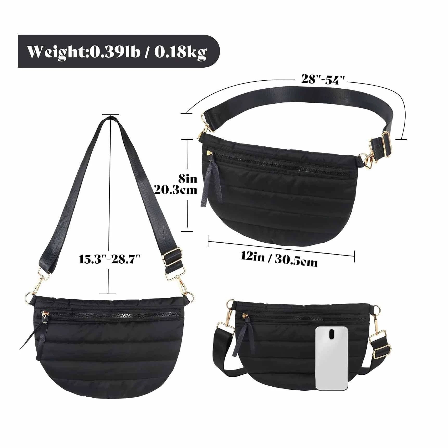 Sarah Express Quilted Dumpling Crossbody Bag Adjustable Strap