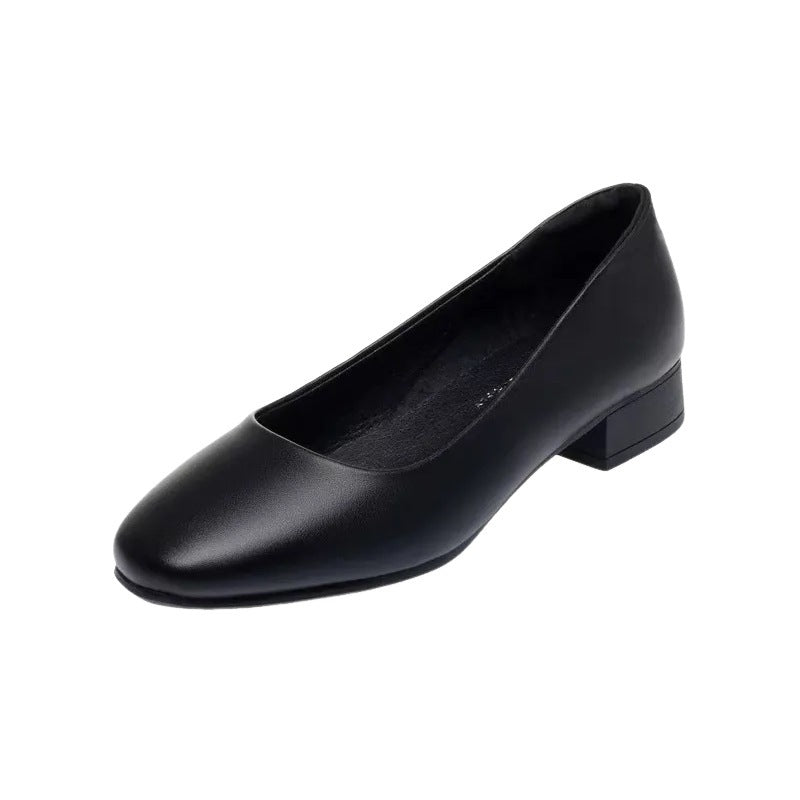 Sarah Express Square Toe Chunky Low Heel Pumps