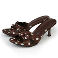 Sarah Express Elegant Polka Dot Mesh Bow Sandals Brown With Polkadot