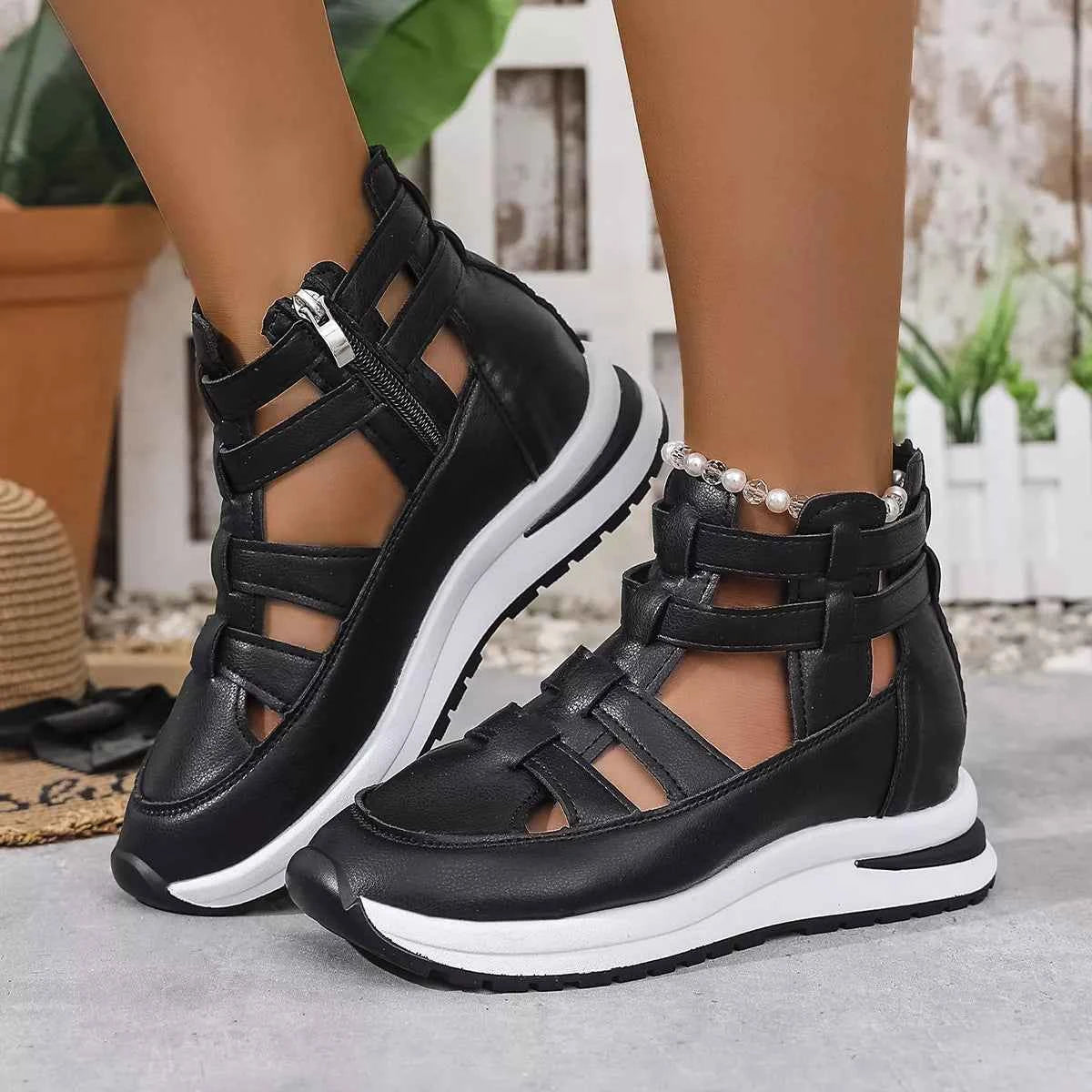 Sarah Express Women's Cutout Platform Sneakers