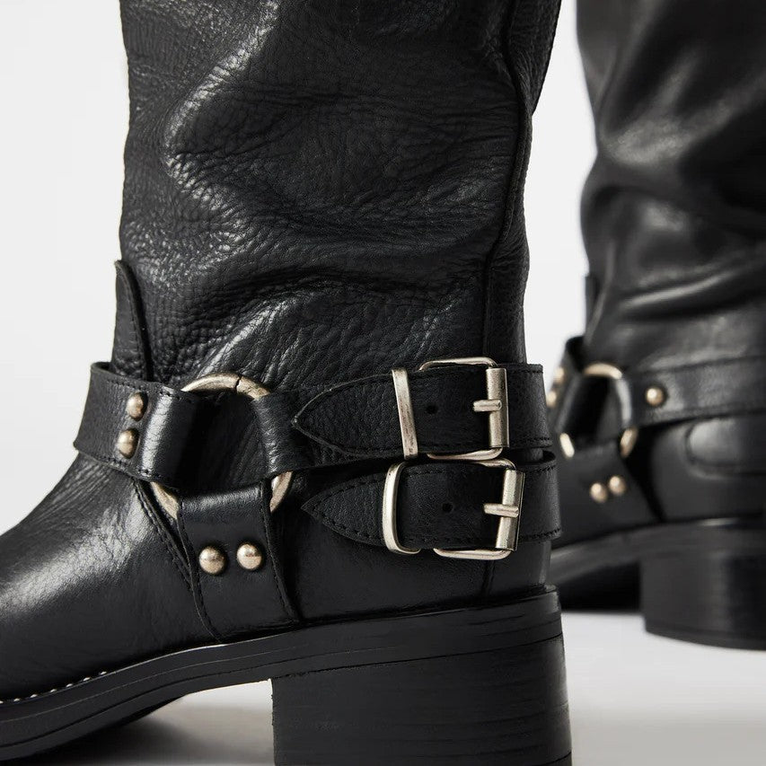 Sarah Express Round Toe Buckle Mid-Calf Boots