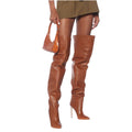 Sarah Express Women's Over-the-Knee Stiletto Boots Brown