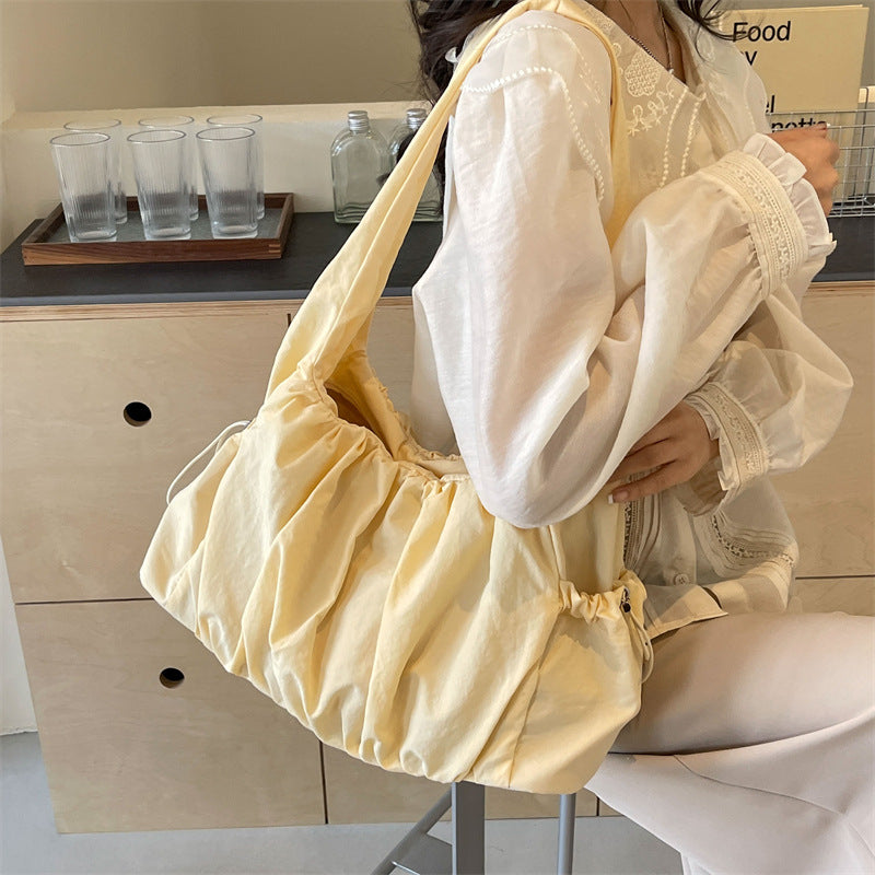 Sarah Express Ruched Canvas Tote Shoulder Bag