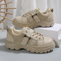 Sarah Express Women's Casual Lace-Up Canvas Sneakers Cream white