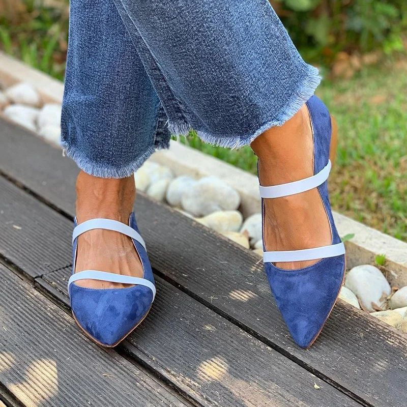 Sarah Express Pointed-Toe Suede Dress Shoes with Rhinestones