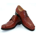 Sarah Express Men's Crocodile Pattern Leather Dress Shoes Brown