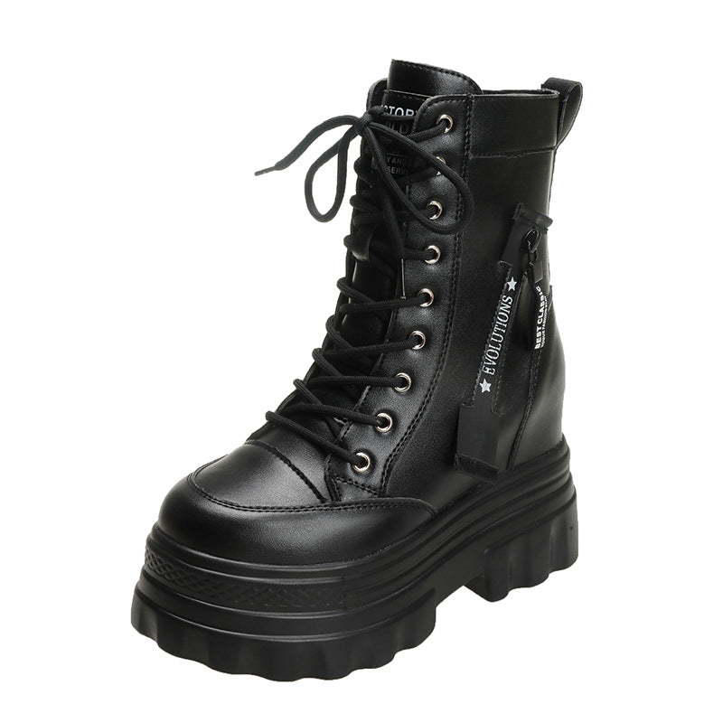 Sarah Express Chunky Heel High-Top Ankle Boots