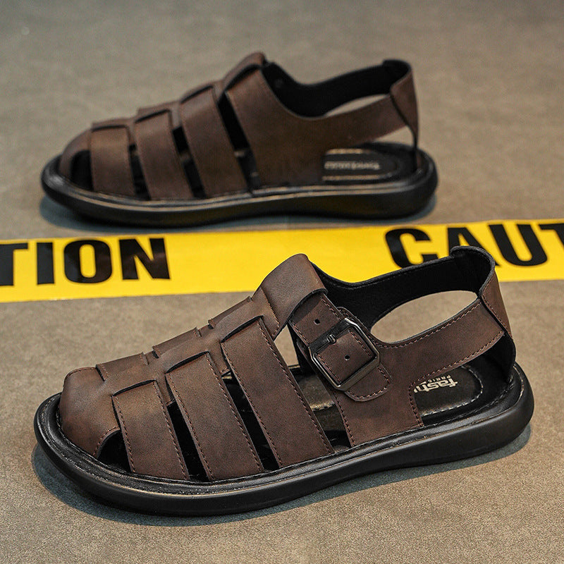 Sarah Express Men's Hand-Woven Closed-Toe Roman Sandals