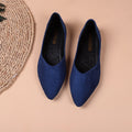 Sarah Express Pointed-Toe Suede Flats Slip-On Shoes Blue