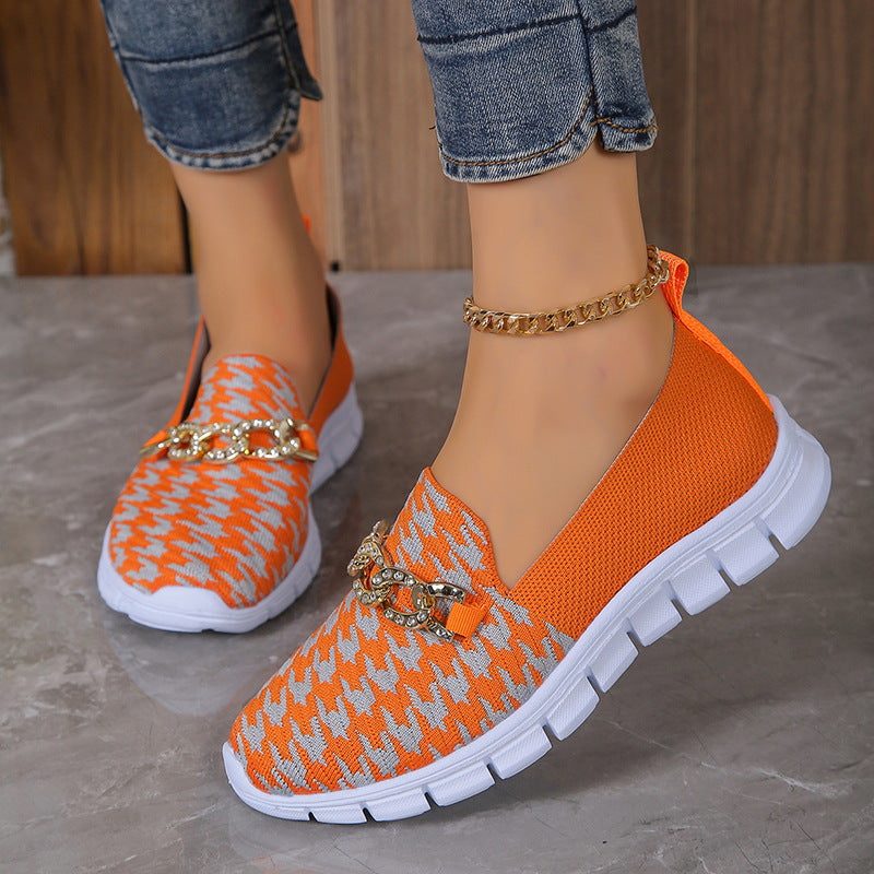 Sarah Express Houndstooth Chain Mesh Breathable Loafers