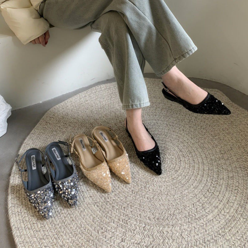 Sarah Express Sequin Pointed-Toe Slingback Pumps