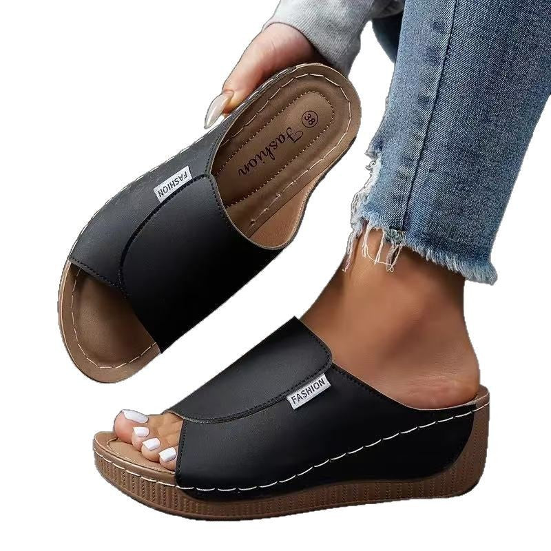 Sarah Express Women's Chunky Sole Open Toe Slides