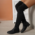 Sarah Express Suede Over-the-Knee Boots with Side Zipper Black