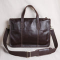 Sarah Express Vintage Leather Laptop Briefcase Computer Bag Coffee