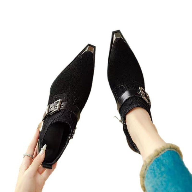 Sarah Express Metallic Square-Toe Chunky-Heel Pumps