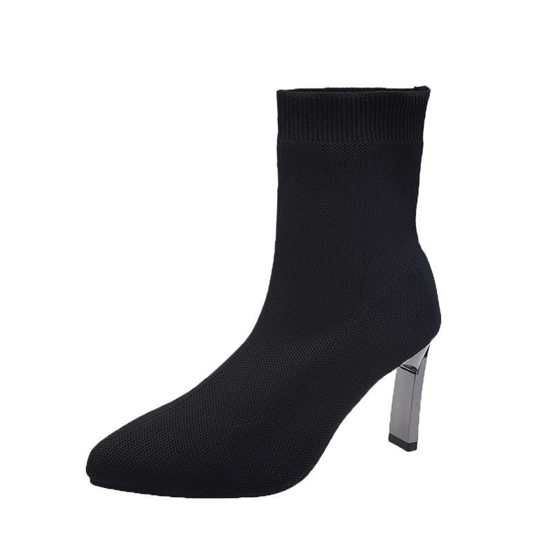 Sarah Express Pointed Toe High Heel Sock Boots