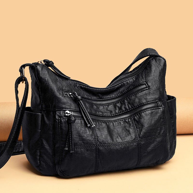 Sarah Express Solid Color PU Leather Crossbody Handbag
