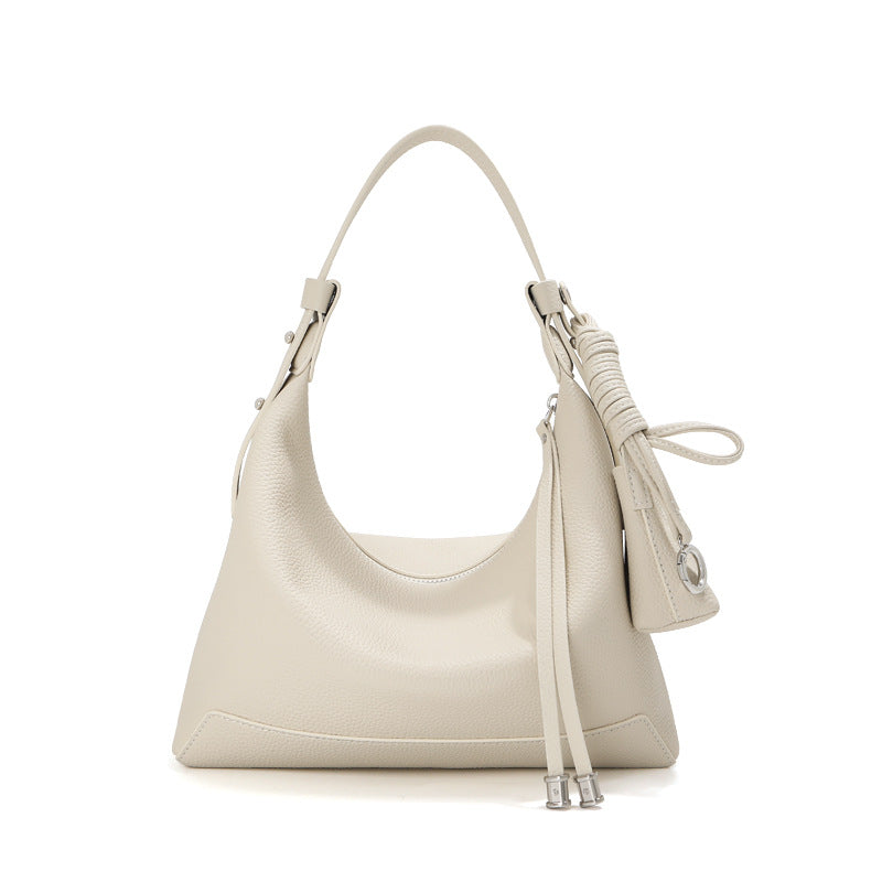 Sarah Express Minimalist Leather Dumpling Shoulder Bag Milkshake White 25X8X20cm