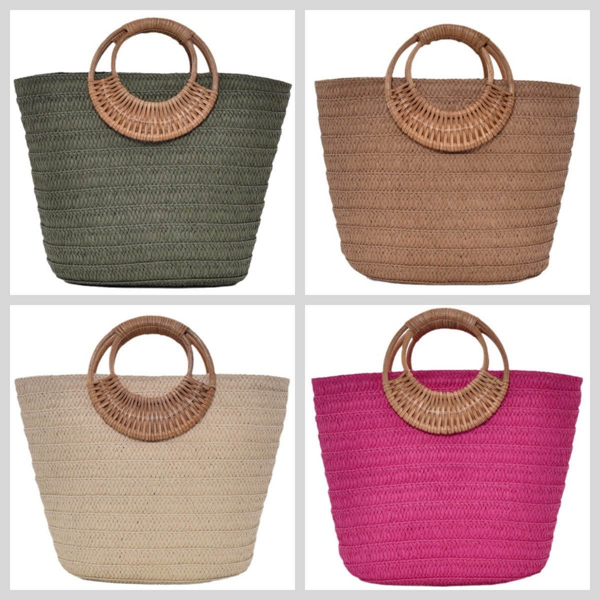 Sarah Express Straw Weave Round Handle Tote Bag