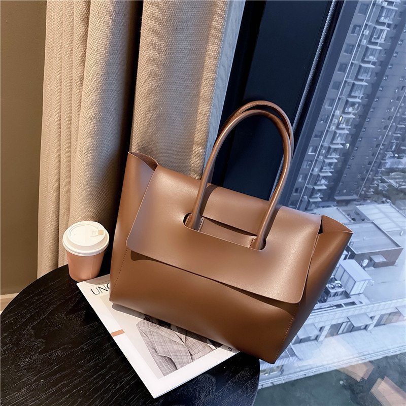 Sarah Express Minimalist Soft PU Leather Tote Bag