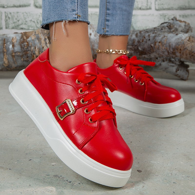Sarah Express Lace-Up Platform Loafers with Buckle Detail