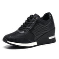 Sarah Express Women's Lace-up Height Increasing Wedge Sneakers Black