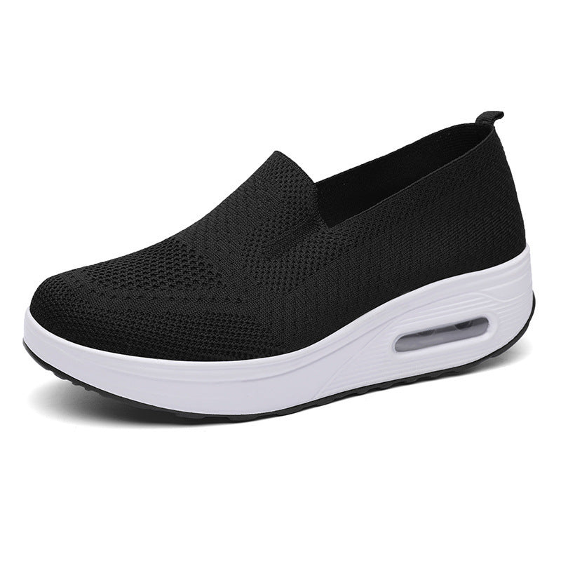 Sarah Express Women's Mesh Slip-On Casual Platform Shoes Black