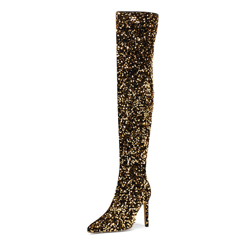 Sarah Express Sequin Over-the-Knee Stiletto Boots