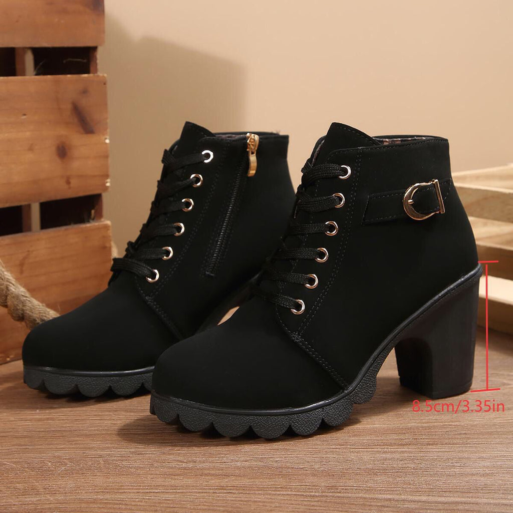 Sarah Express Women's Cross-Tie Chunky-Heel Ankle Boots Black