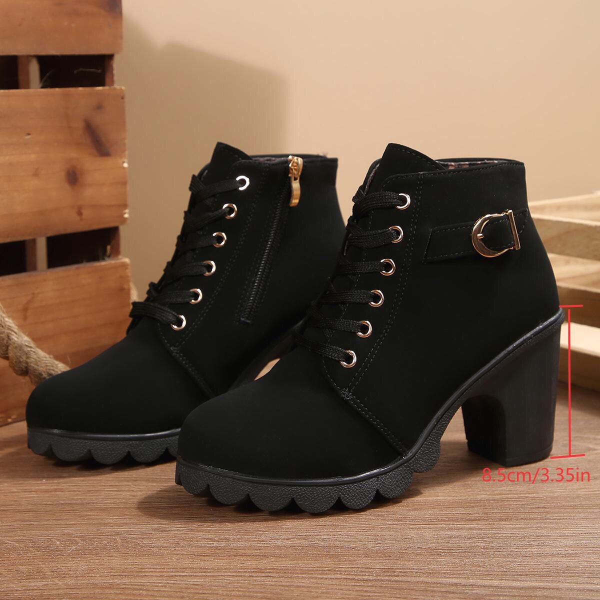Sarah Express Women's Cross-Tie Chunky-Heel Ankle Boots Black