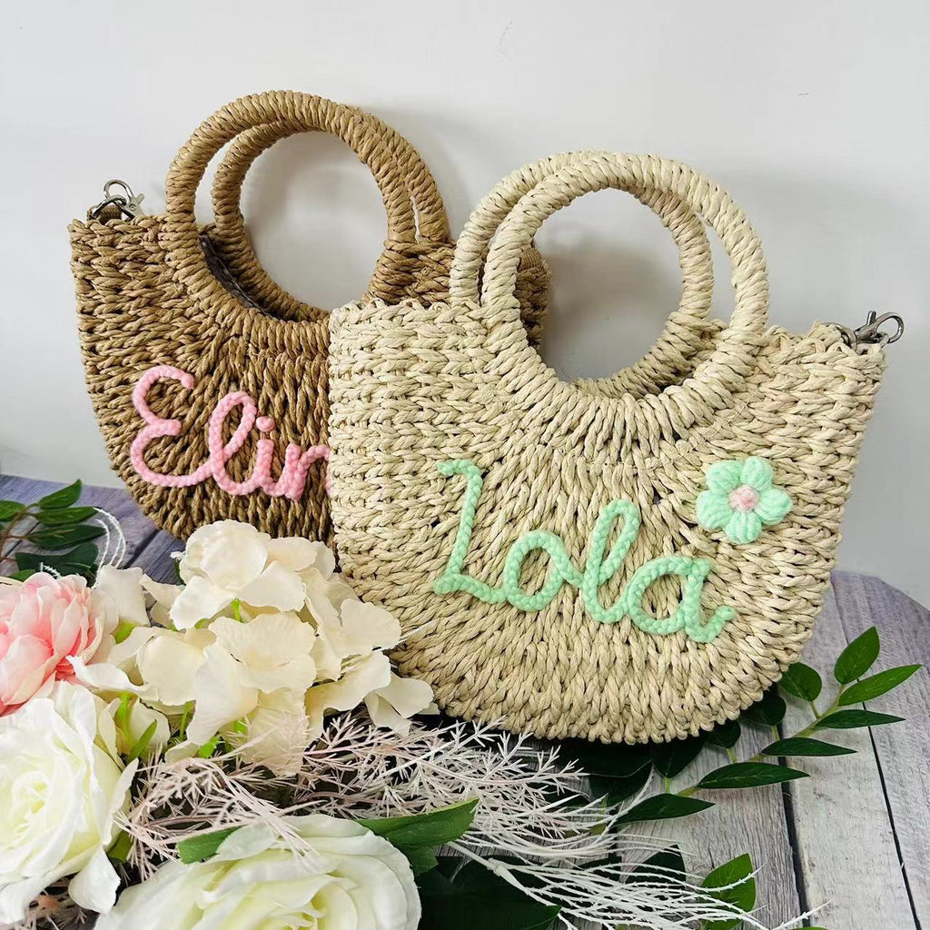 Sarah Express Woven Grass Straw Crossbody Handbag