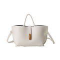 Sarah Express Litchi Pattern Structured Shoulder Bucket Bag Beige