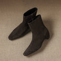 Sarah Express Square Toe Fleece Lined Ankle Boots Brown Single Liner