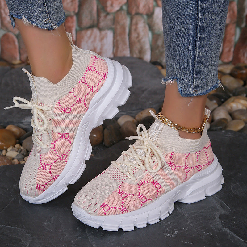 Sarah Express Women's Breathable Mesh Lace-Up Sneakers