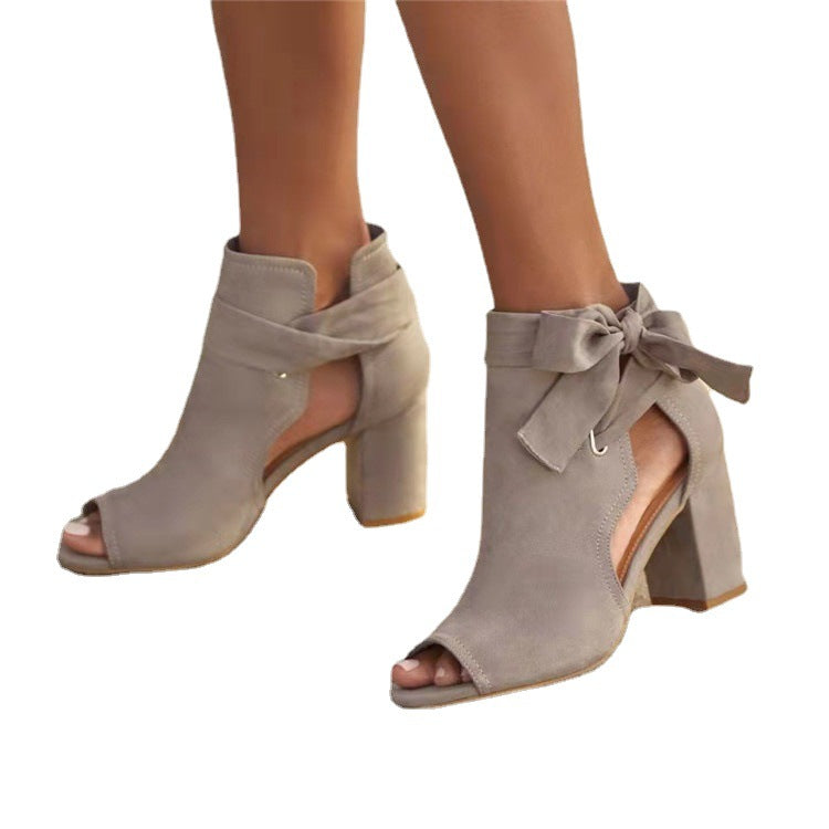 Sarah Express Suede Bow Slingback Fish Mouth Heels