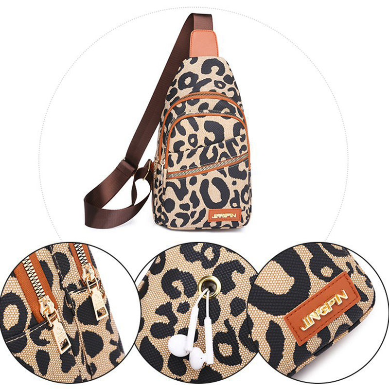 Sarah Express Leopard Print Sling Crossbody Chest Bag