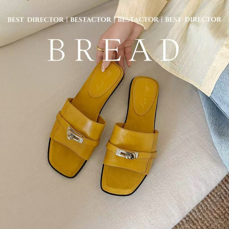 Sarah Express Handmade Full-Grain Leather Buckle Slide Sandals