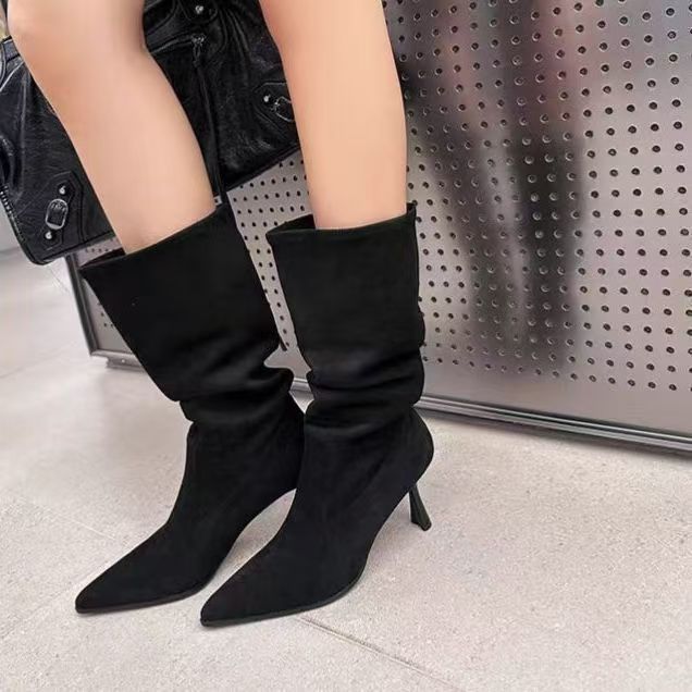 Sarah Express Women's Cuffed Buckle Mid-Calf Boots
