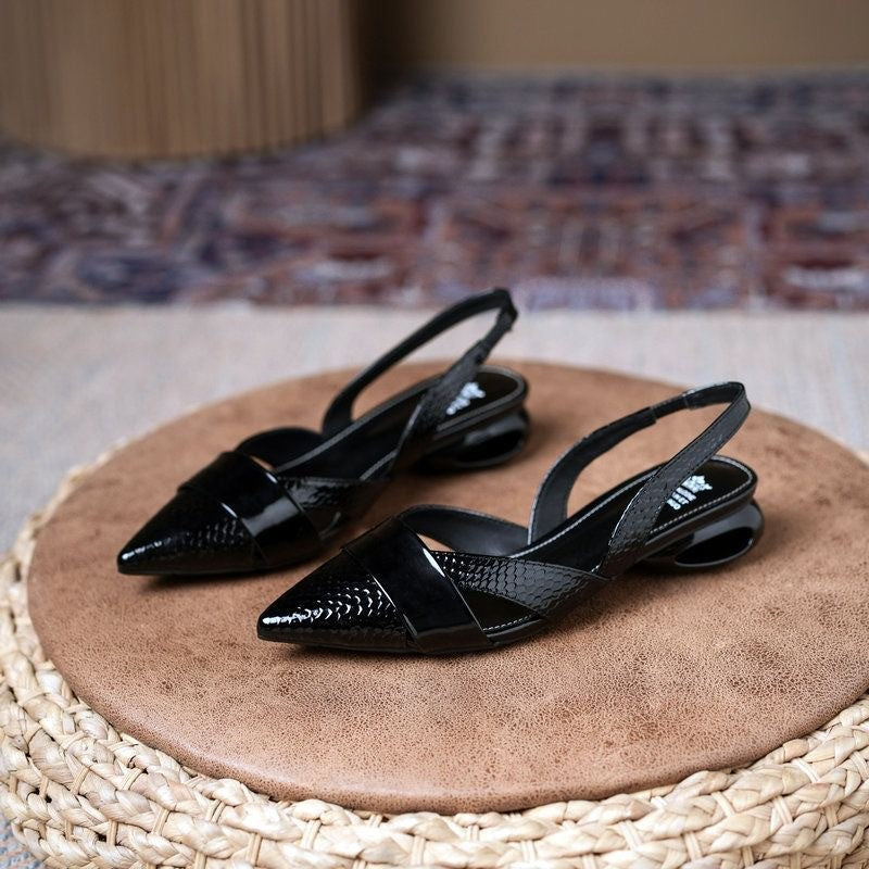 Sarah Express Patent Leather Cutout Pointed Toe Sandals