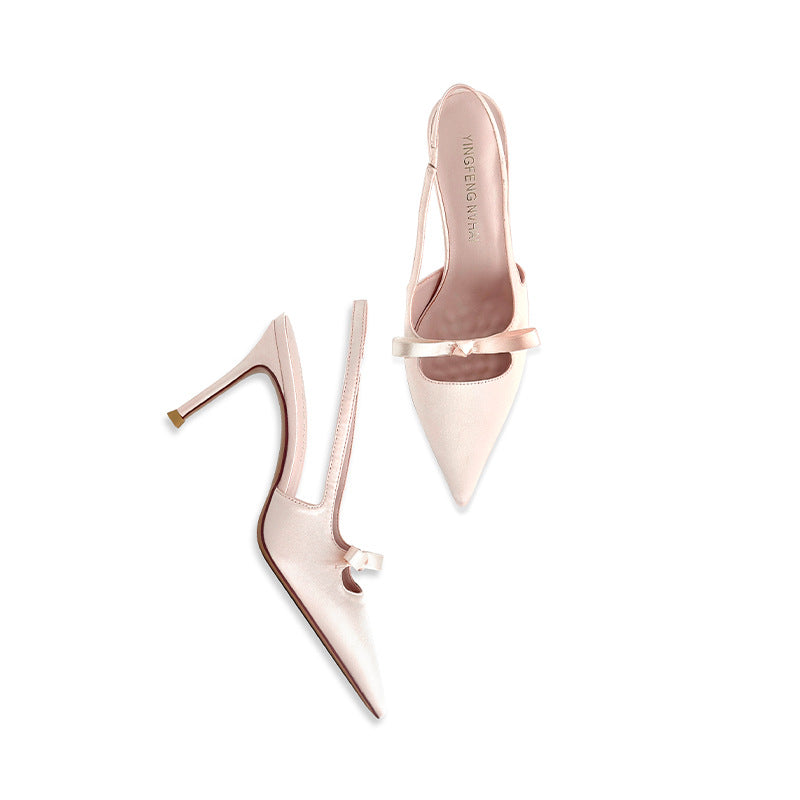 Sarah Express Satin Pointed Toe Bow Stiletto Heels
