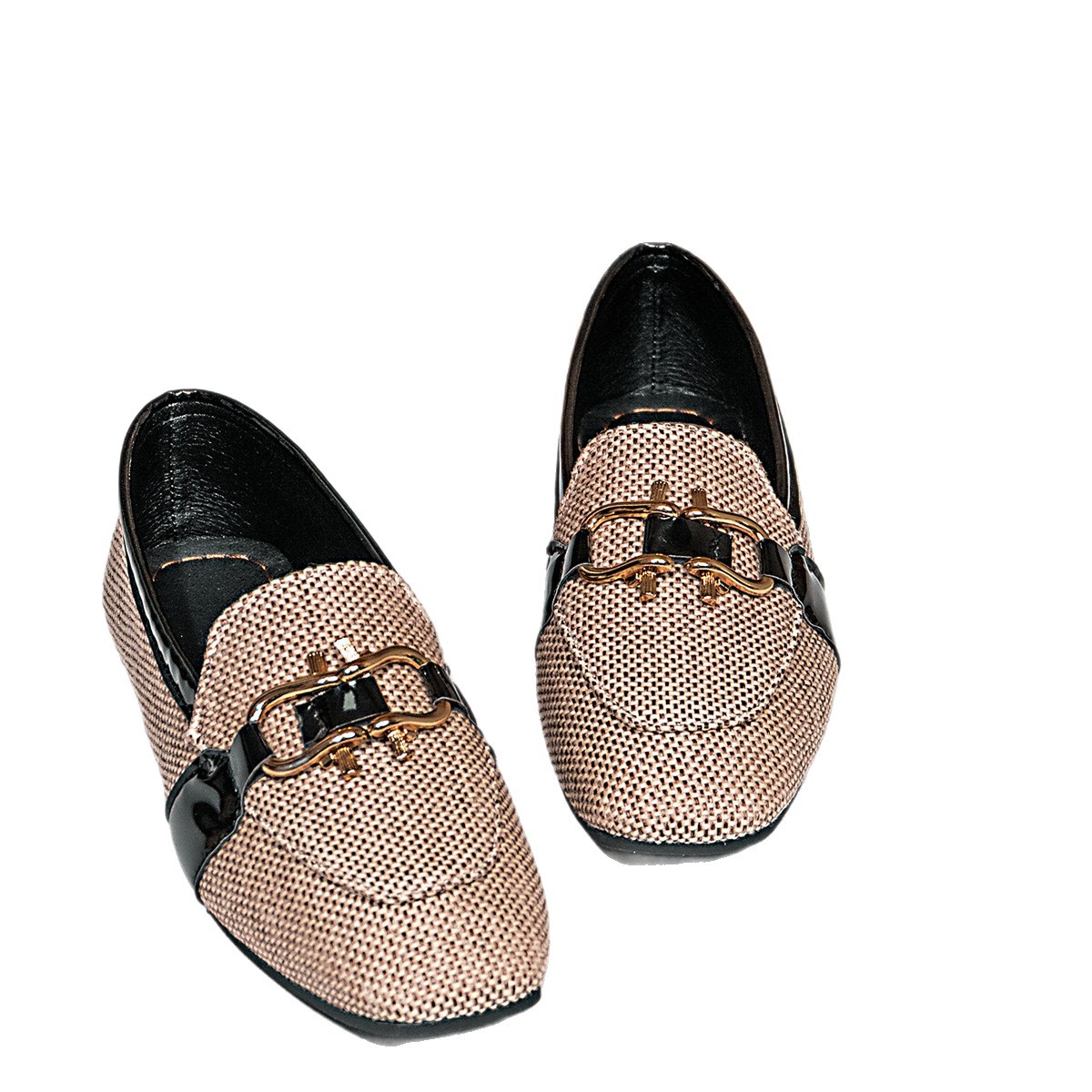 Sarah Express Square Toe Metal Buckle Slip-On Flats
