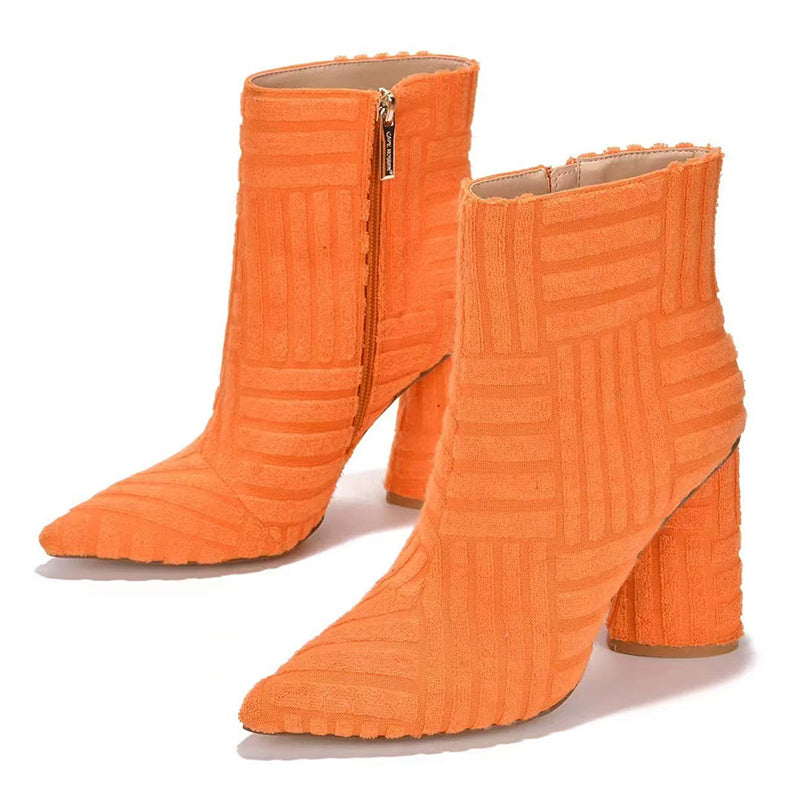 Sarah Express Fashion Pointed Toe Heeled Ankle Boots