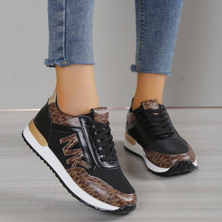 Sarah Express Casual Patterned Lace Up Sneakers