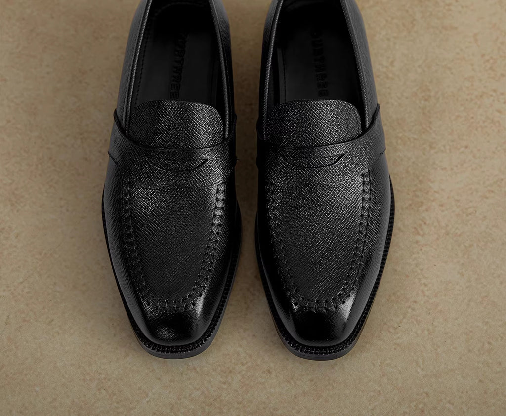 Sarah Express Men's Black Casual Leather Loafers