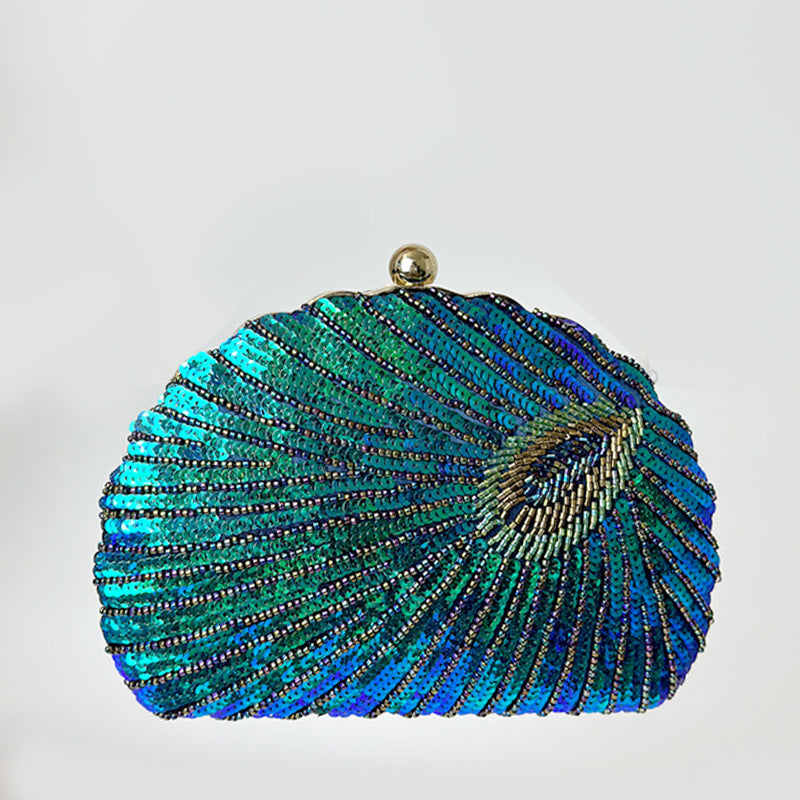 Sarah Express Vintage Beaded Peacock Pattern Crossbody Handbag